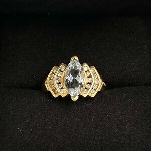 1.43 CTW Marquise Cut Aquamarine and Diamond 14kt Yellow Gold Ring Size 7